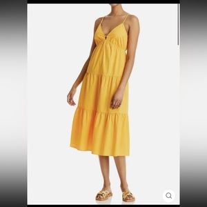 RAILS Women's Avril Marigold Tiered Poplin Midi Dress  Size M Organic‎ Cotton